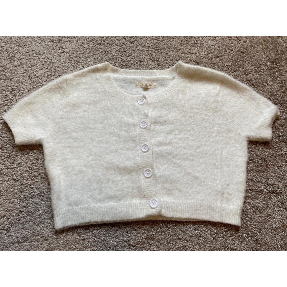 LA Hearts Sweater Cropped Small Cream Preppy sku13
